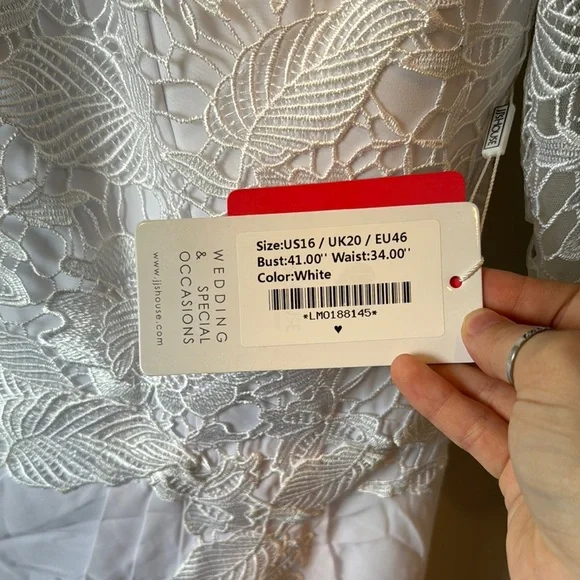 JJs House White Asymmetrical Ruched Wedding Dress - Picture 4 of 8